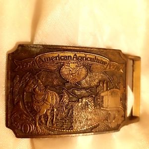 Ortho Vintage brass American Agriculture bicentennial belt buckle